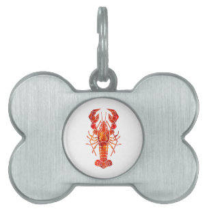 Röd polygonal hummer ID-bricka husdjur