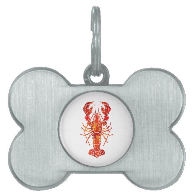 Röd polygonal hummer ID-bricka husdjur (Framsidan)