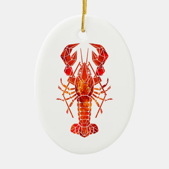 Röd polygonal hummer julgransprydnad keramik (Framsidan)