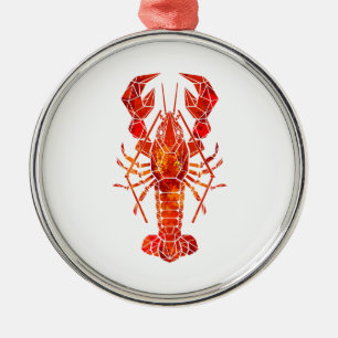Röd polygonal hummer julgransprydnad metall