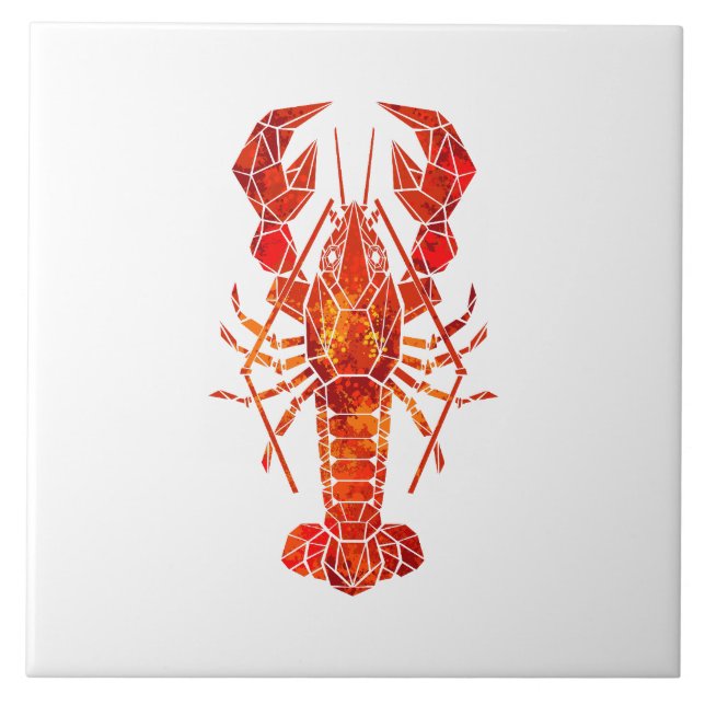 Röd polygonal hummer kakelplatta (Framsidan)