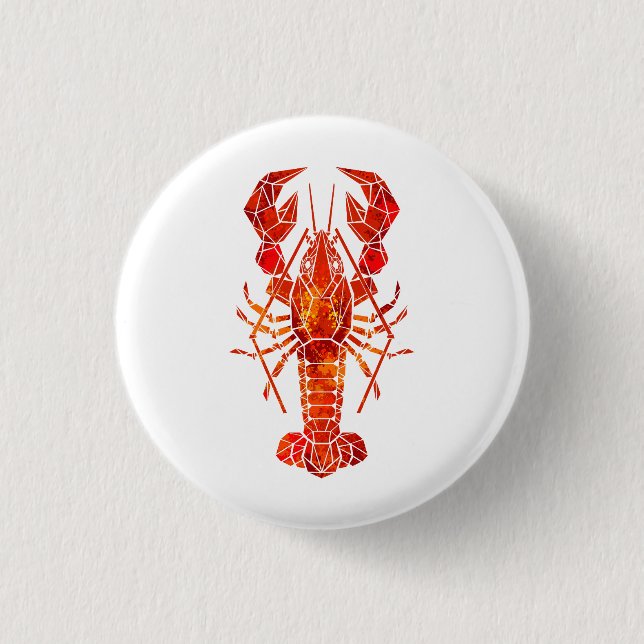 Röd polygonal hummer knapp (Framsida)