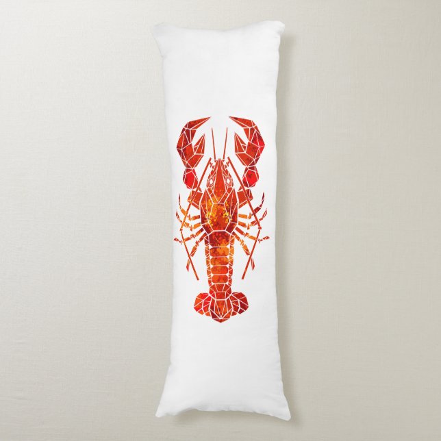 Röd polygonal hummer kroppskudde (Framsidan Vertikal)