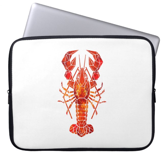 Röd polygonal hummer laptop fodral (Framsidan)