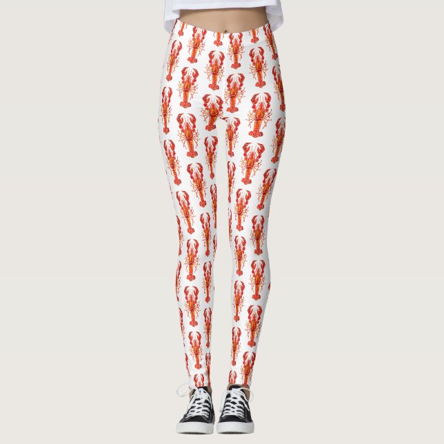 Röd polygonal hummer leggings (Framsida)