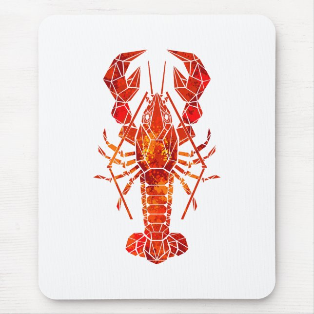 Röd polygonal hummer musmatta (Framsidan)