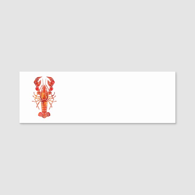 Röd polygonal hummer namnbricka (Framsida)
