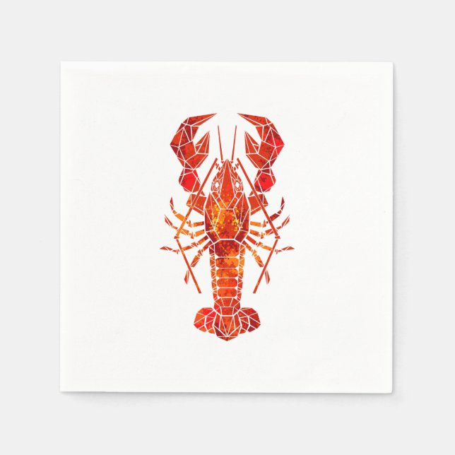 Röd polygonal hummer pappersservett (Framsidan)