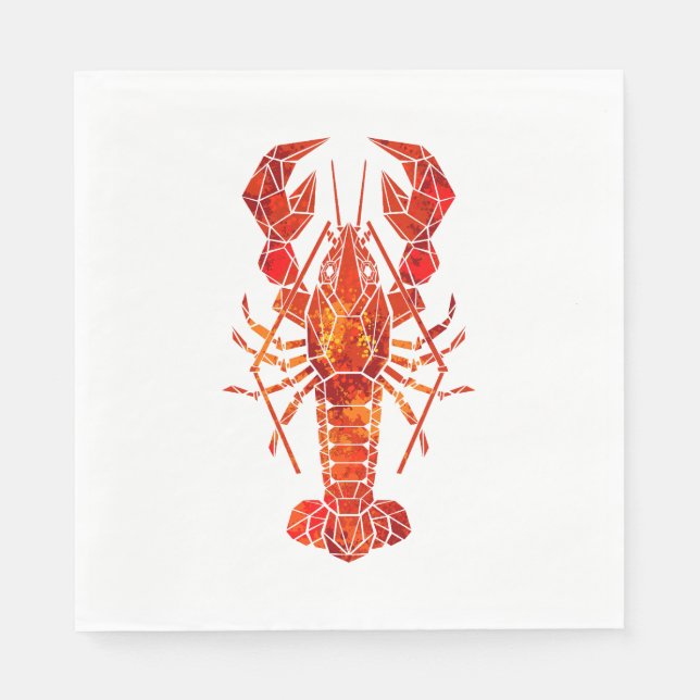 Röd polygonal hummer pappersservett (Framsidan)
