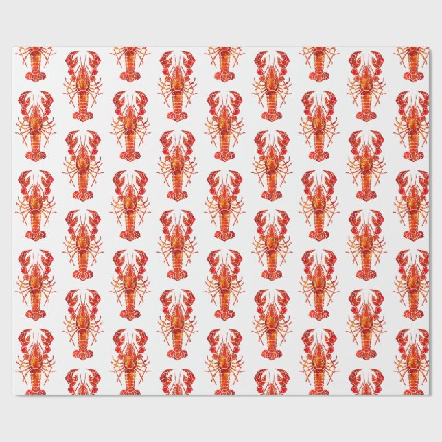 Röd polygonal hummer presentpapper (Platt)