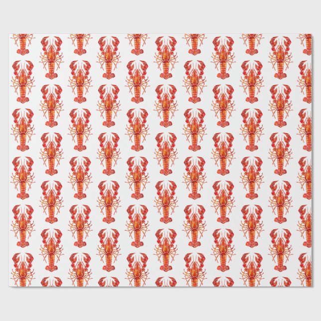 Röd polygonal hummer presentpapper (Platt)