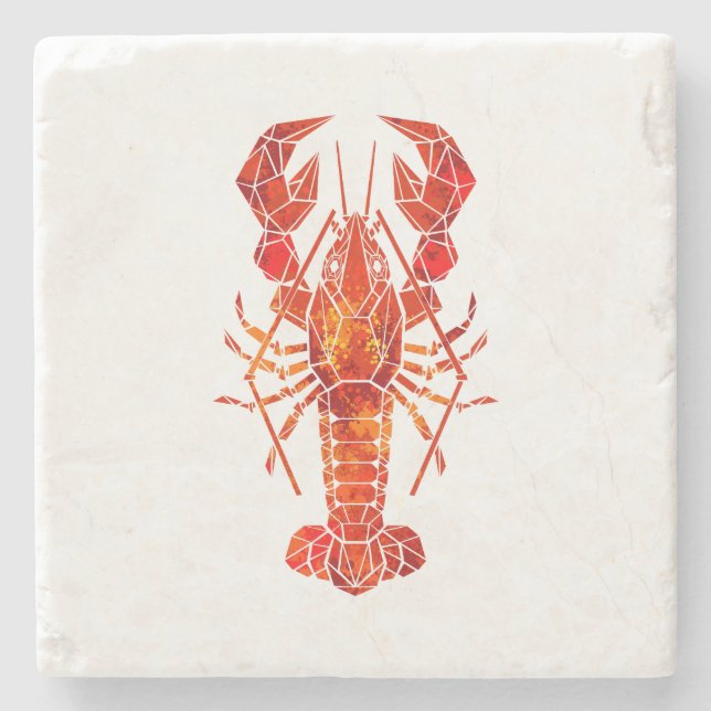 Röd polygonal hummer stenunderlägg (Framsidan)