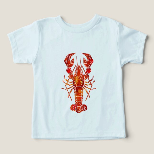 Röd polygonal hummer t shirt (Design Framsida)