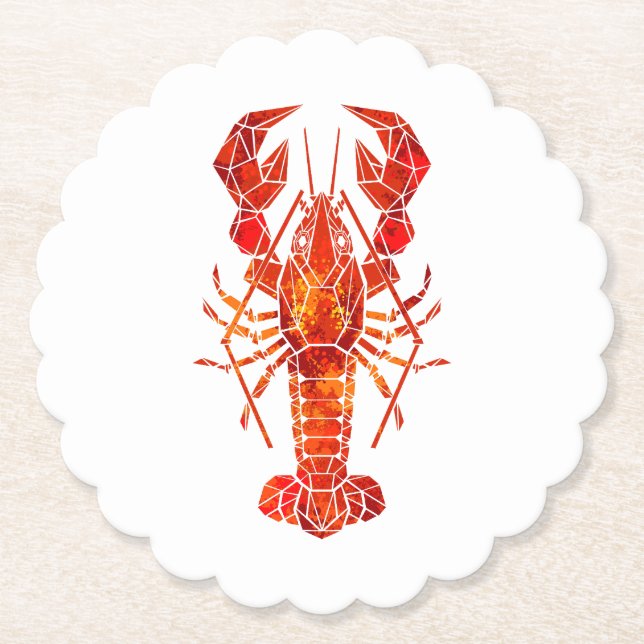 Röd polygonal hummer underlägg papper (Framsida)