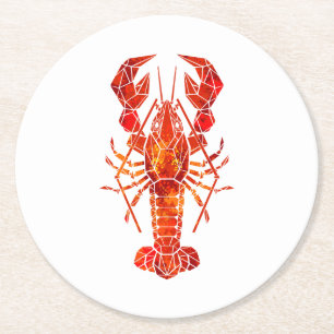 Röd polygonal hummer underlägg papper rund