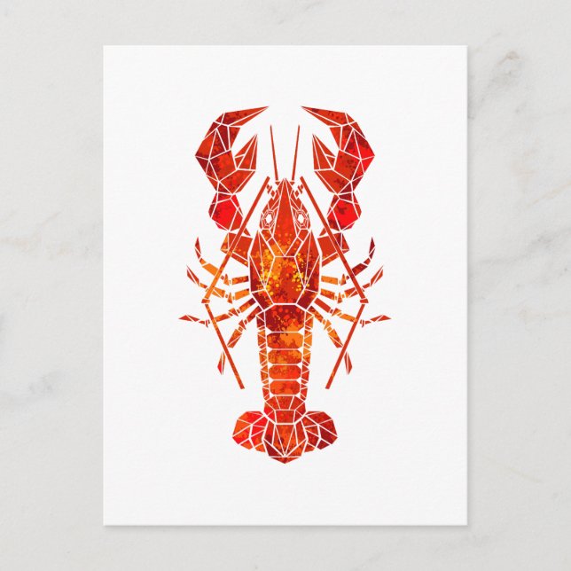 Röd polygonal hummer vykort (Framsida)