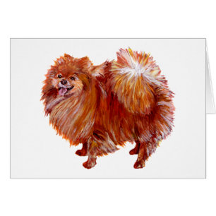 Röd Pomeranian Hälsningskort