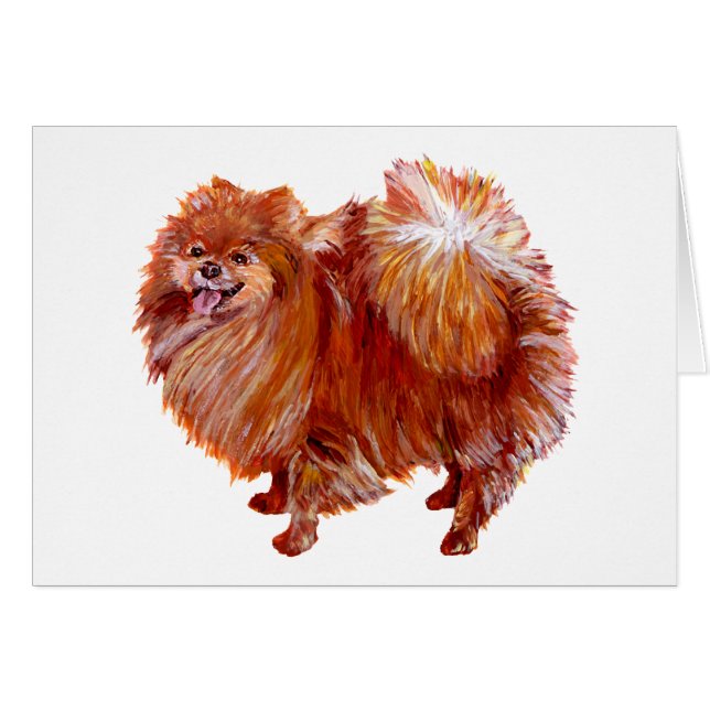 Röd Pomeranian Hälsningskort (Framsidan Horizontal)