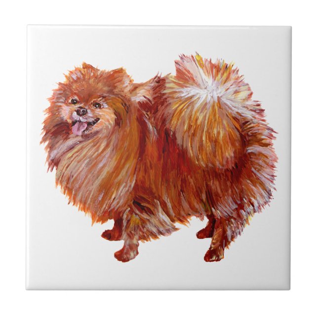 Röd Pomeranian Kakelplatta (Framsidan)