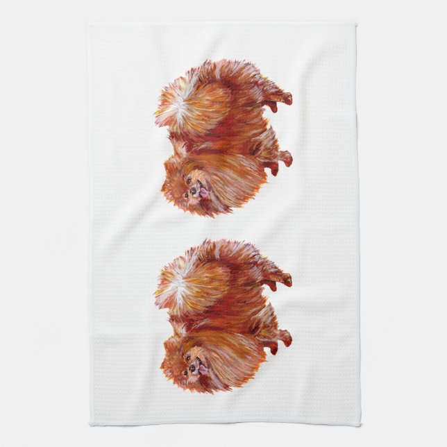 Röd pomeranian kökshandduk (Vertikal)