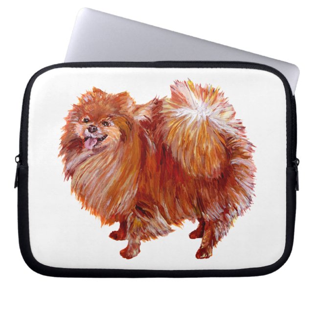 Röd Pomeranian Laptop Fodral (Framsidan)
