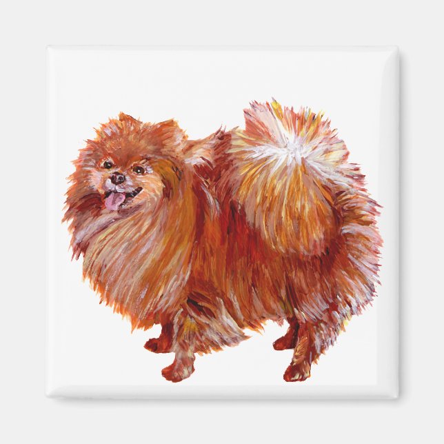 Röd pomeranian magnet (Framsidan)