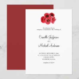 Röd poppies bröllopsinbjudan inbjudningar