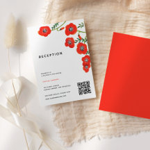 Röd poppy bröllopsmottagning Enclosure-kort