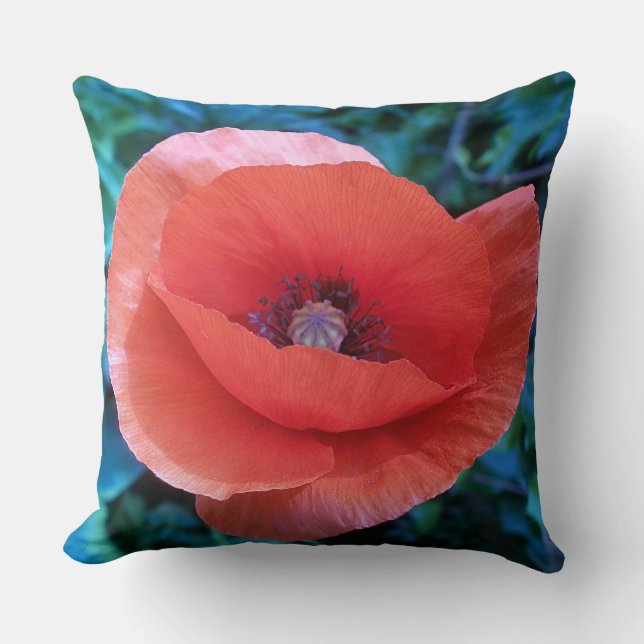 Röd Poppy. Kudde (Framsida)