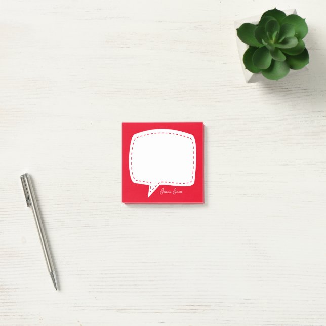 Röd pratbubbla Personligt namn talbubbla Post-it Block (Kontor)