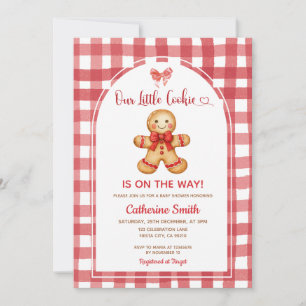 Röd Preppy Gingham Gingerbread Baby Shower Inbjudningar