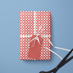 Röd Preppy Gingham Hjärtan- Rull med Inpackningspa Presentpapper