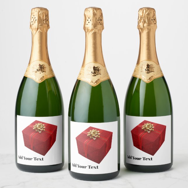 Röd presentask Champagne-etikett (Flaskor)
