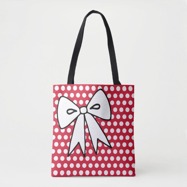 Röd prickig båge Totebag Väska (Framsida)
