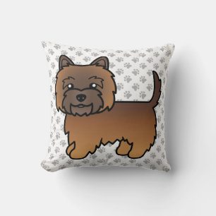 Röd Prickig Cairn Terrier Söt Tecknad Hund Kudde
