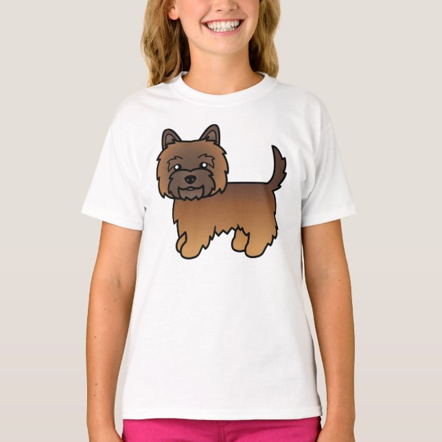 Röd Prickig Cairn Terrier Söt Tecknad Hund T Shirt (Framsida)