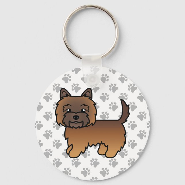 Röd Prickig Cairnterrier Söt Tecknad Hund Nyckelring (Framsida)