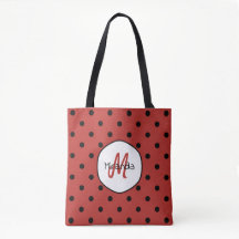 Röd prickig monogram