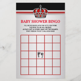 Röd prins baby bingo baby shower bingo kort