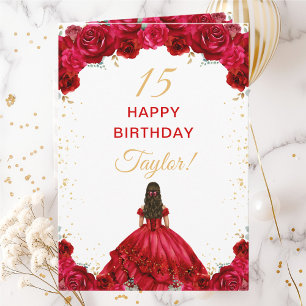 Röd Prinsessa Blommig Grattis på födelsedagen Kort