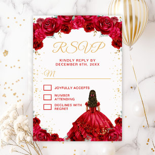 Röd Prinsessa Blommig Quinceañera OSA Kort