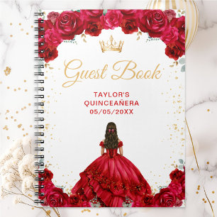 Röd prinsessa Quinceañera gästbok Anteckningsbok