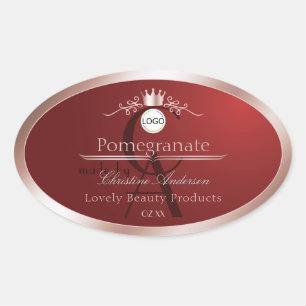 Röd Produktetikett Rose Gold Ram Logotyp Monogram Ovalt Klistermärke