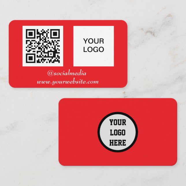 Röd Professionell i QR-kod för social Modern Visitkort (Fram/baksida)