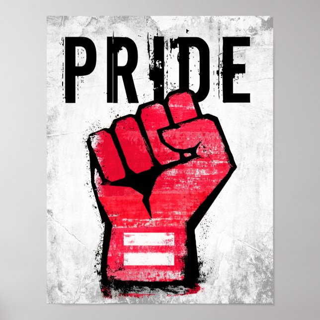 Röd protestnäve poster (Framsidan)