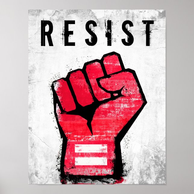 Röd protestnäve poster (Framsidan)