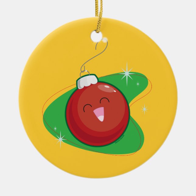 Röd prydnad julgransprydnad keramik (Framsidan)