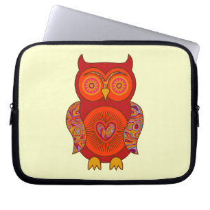 Röd Psychedelic uggla Laptop Sleeve