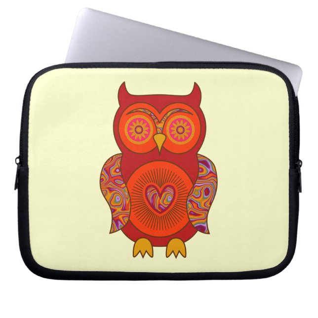 Röd Psychedelic uggla Laptop Sleeve (Framsidan)