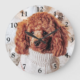 Röd Pudel i en sötare under Julgran Stor Klocka